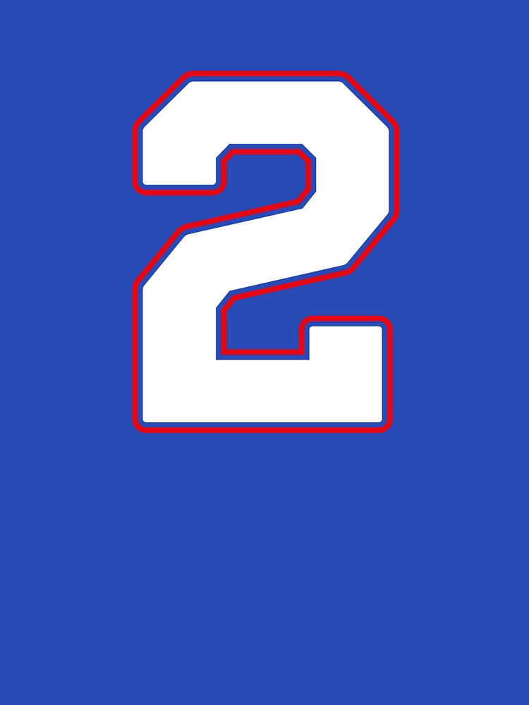 Jersey Number 2 / Player Shirt Number Two (White with Red Outline) by STUDIO-72