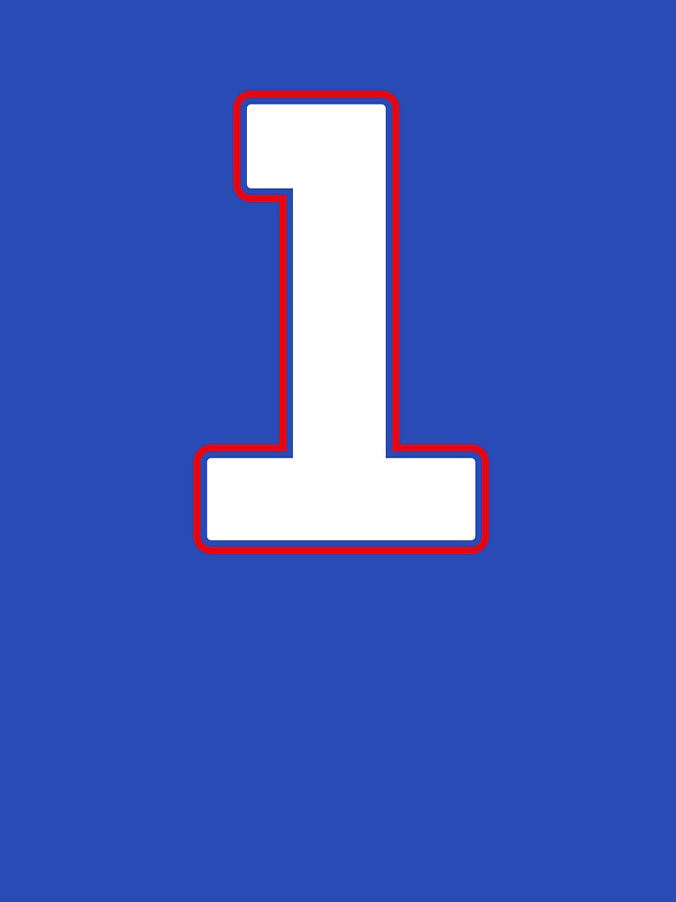 Jersey Number 1 / Player Shirt Number One (White with Red Outline) by STUDIO-72