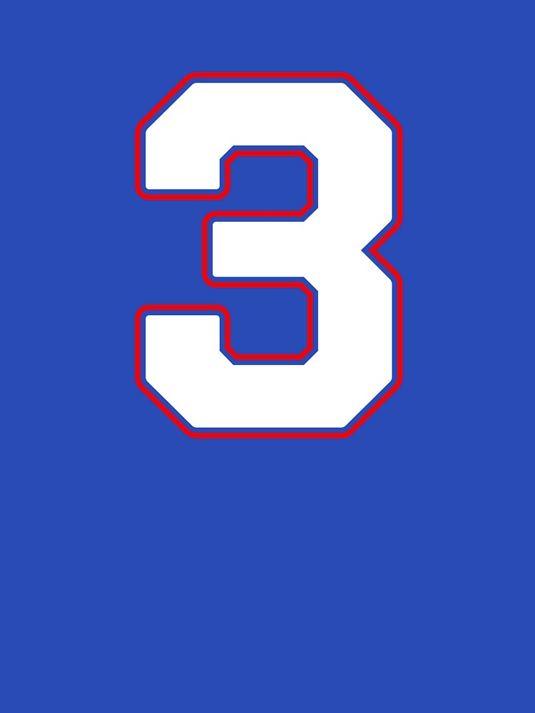 Jersey Number 3 / Player Shirt Number Three (White with Red Outline) by STUDIO-72