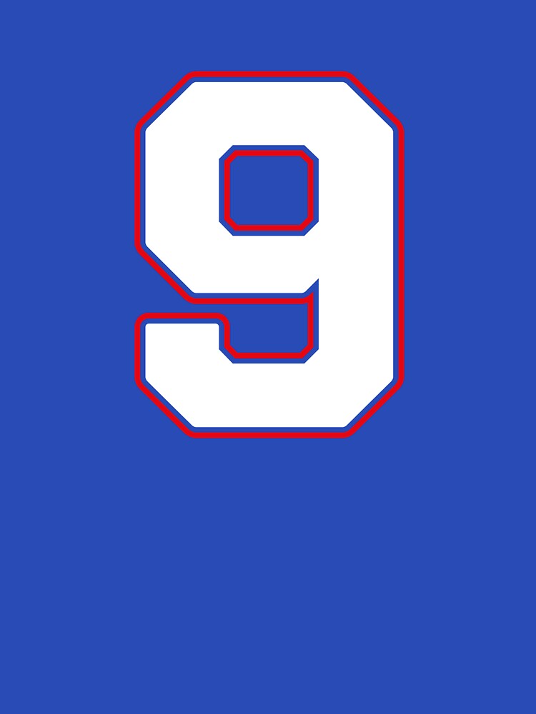 Jersey Number 9 / Player Shirt Number Nine (White with Red Outline) by STUDIO-72