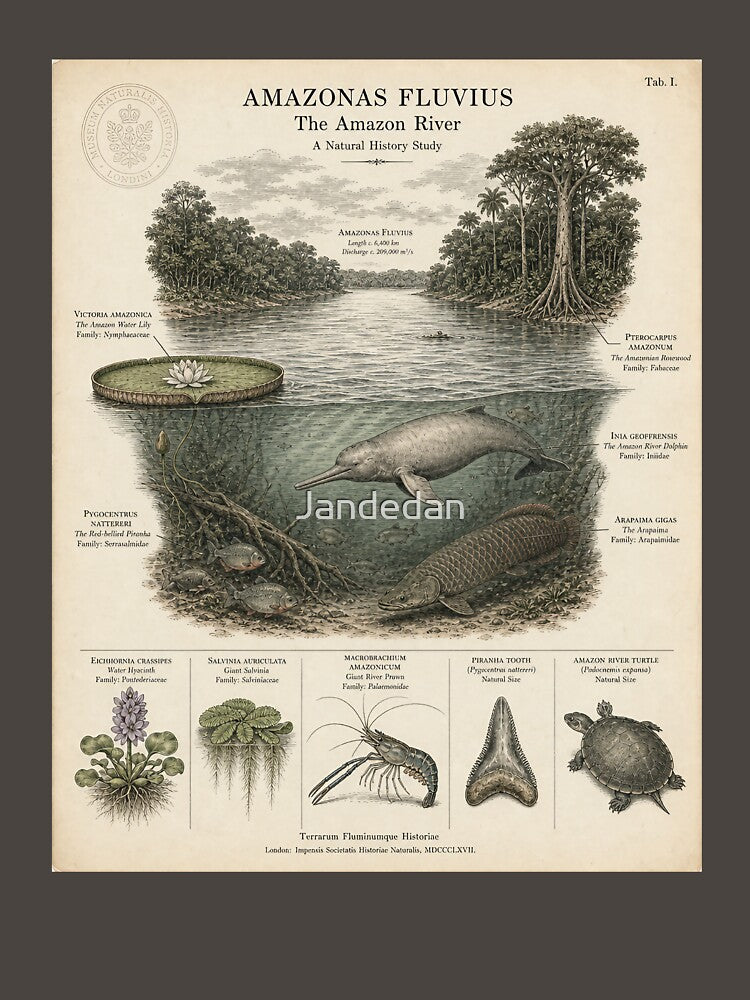 Amazonas Study — Naturalist Ink Illustration of the Amazon River by Jandedan
