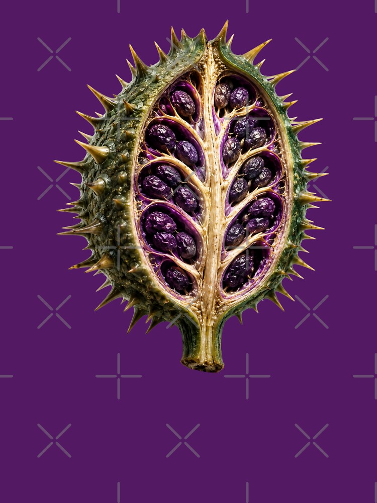 Dark Botanical Anatomy Golden Datura Pod by MarVan-Prints