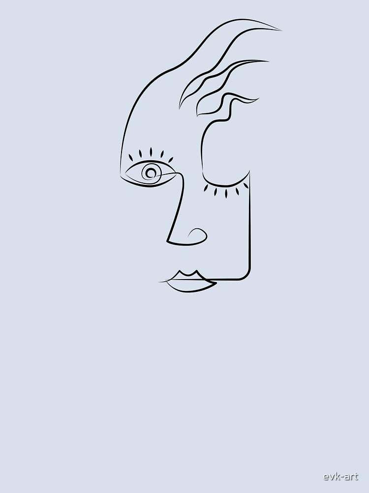 One line art of abstract face by evk-art