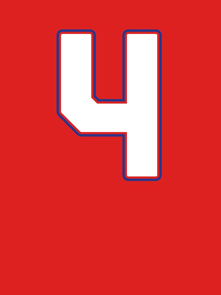 Jersey Number 4 / Player Shirt Number Four (White with Blue Outline) by STUDIO-72