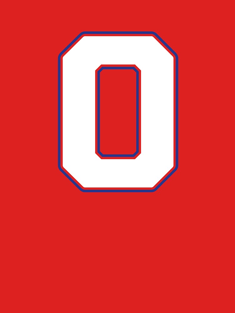 Jersey Number 0 / Player Shirt Number Zero (White with Blue Outline) by STUDIO-72