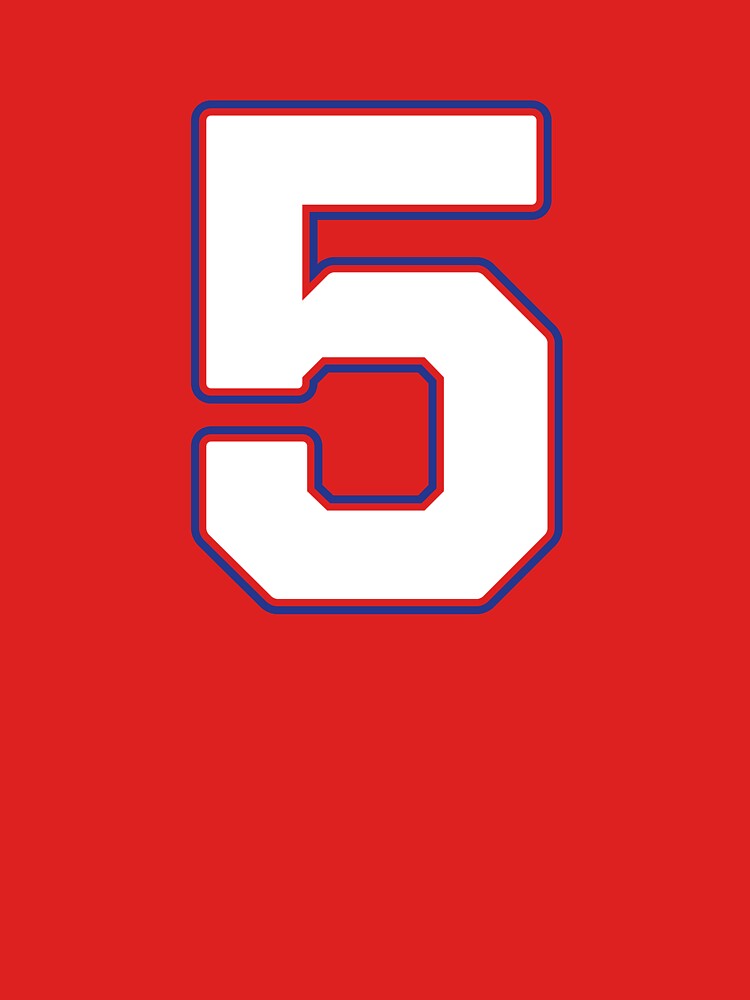 Jersey Number 5 / Player Shirt Number Five (White with Blue Outline) by STUDIO-72