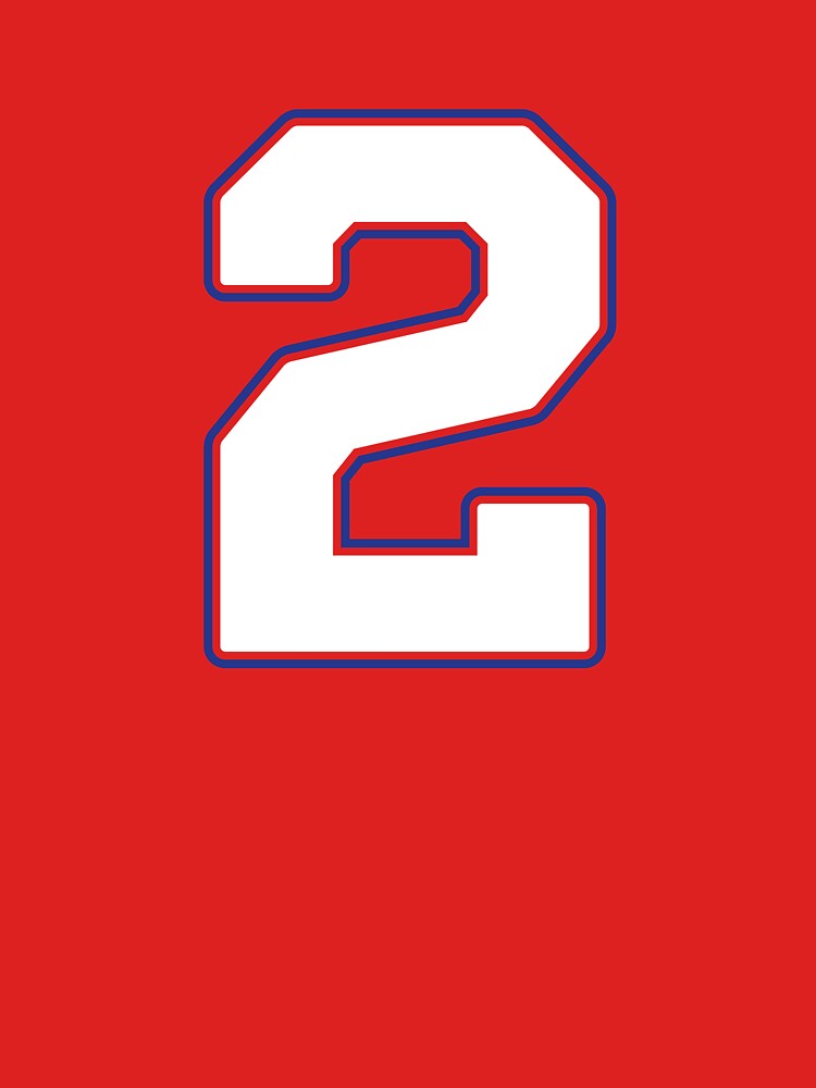 Jersey Number 2 / Player Shirt Number Two (White with Blue Outline) by STUDIO-72