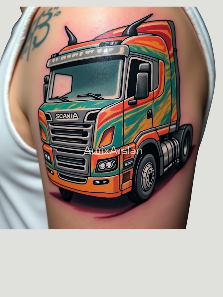 Truck Tattoo Style Colorful Illustration Design by AwixArslan