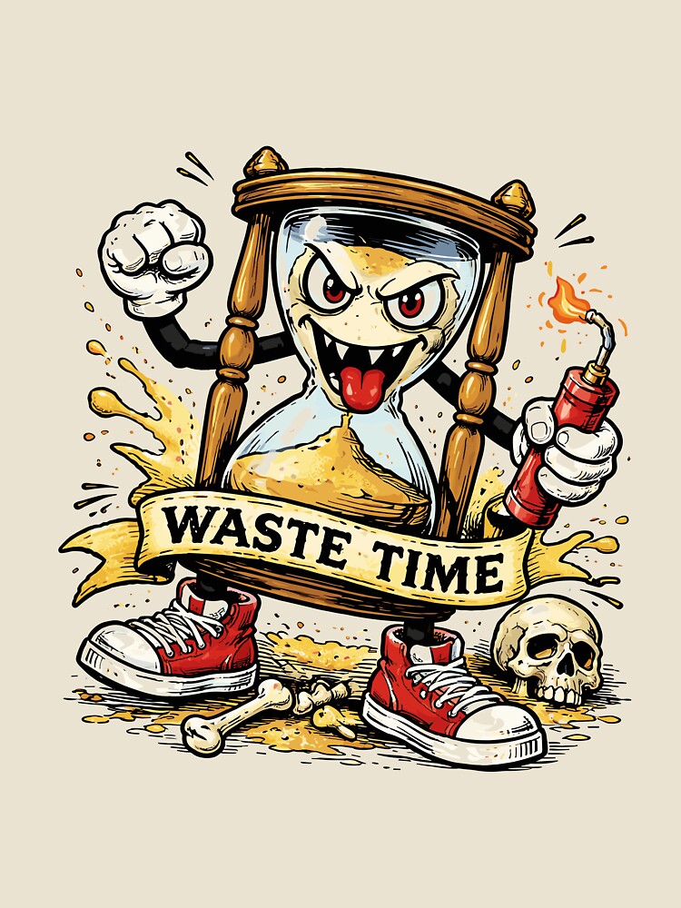 Time Waster Hourglass T-Shirt by Matinez Pink