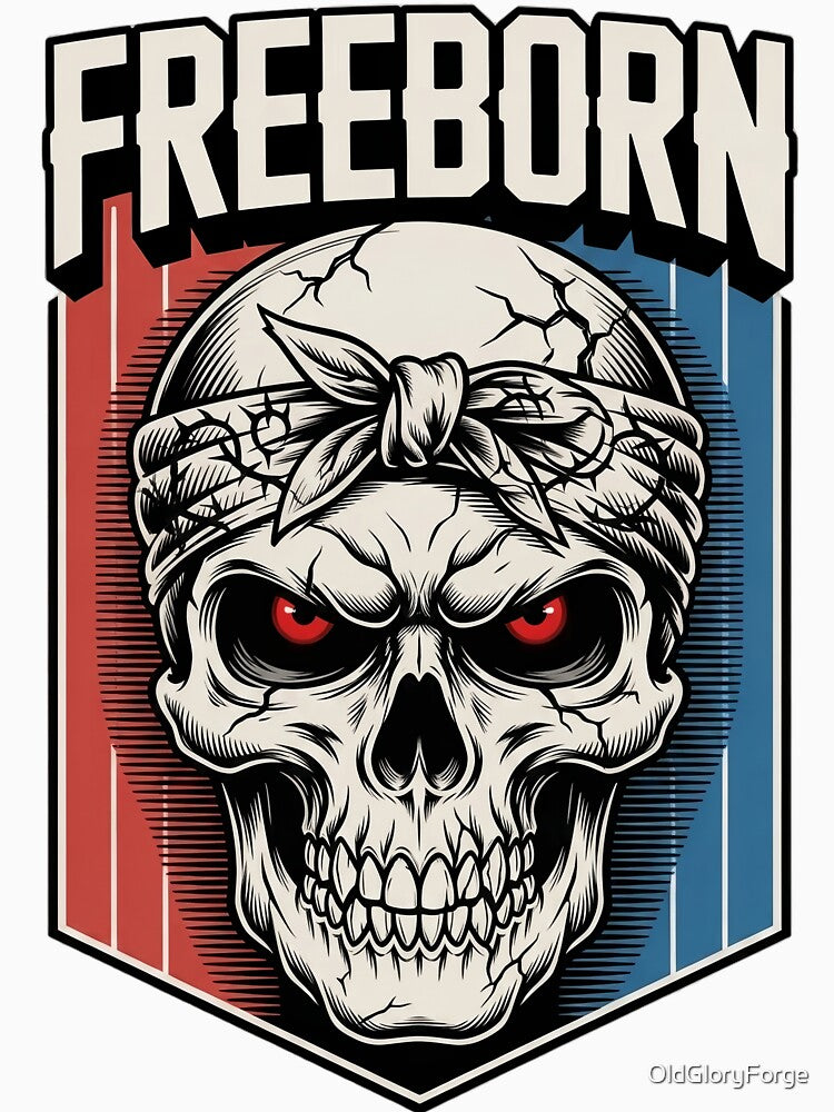 Freeborn Vintage Skull Americana Shield by OldGloryForge