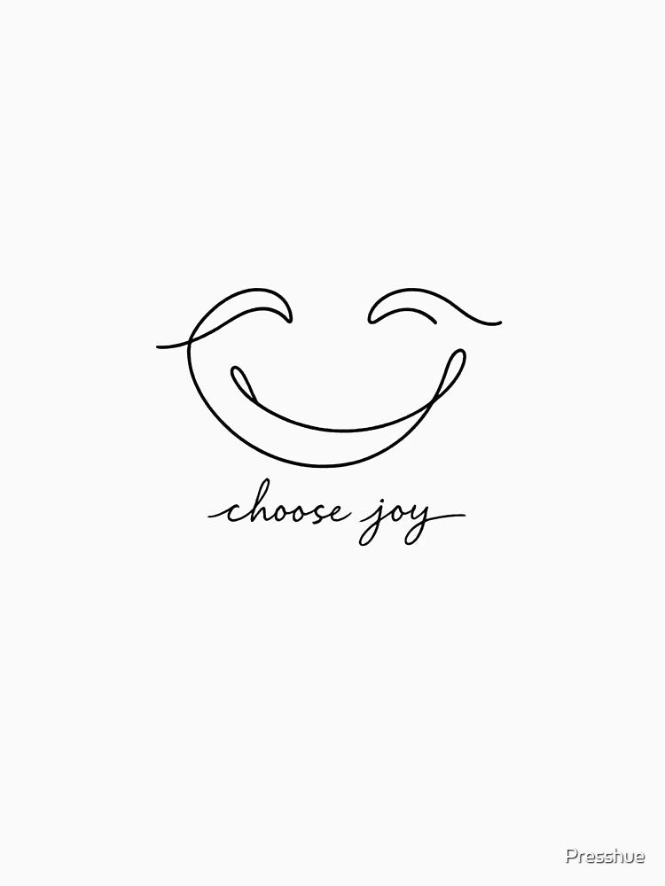 Minimal Smile Line Art Mental Health Choose Joy Print by Presshue
