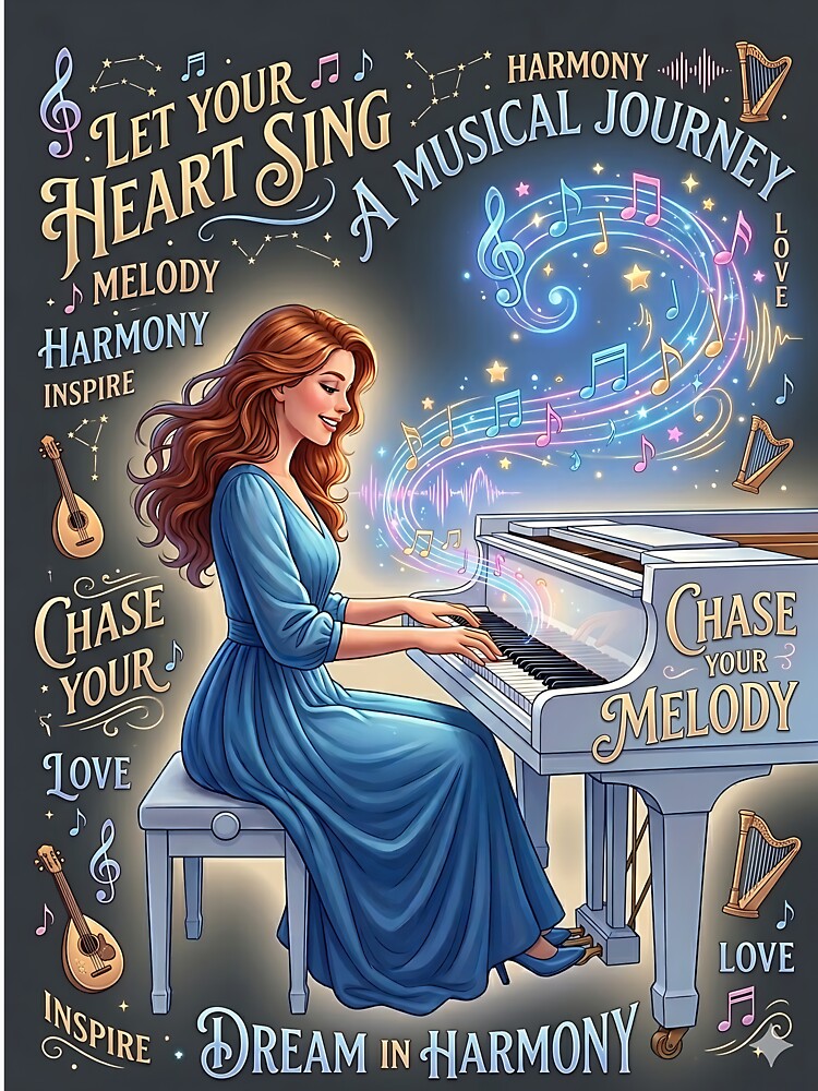 ​Elegant Woman Playing Piano Art beautiful illustration by Originaledesign