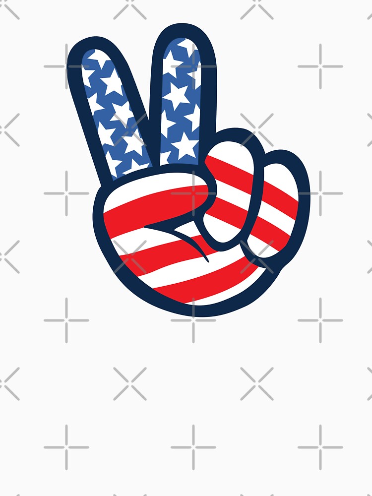 Vintage Peace Sign Fingers USA Flag by DetourShirts
