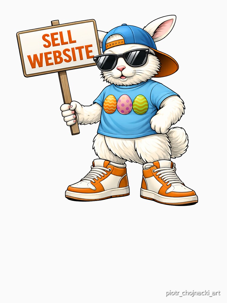 Sell Website Bunny Streetwear T-Shirt – Funny Easter Rabbit Graphic Tee Hip Hop Urban Design by piotr_chojnacki_art