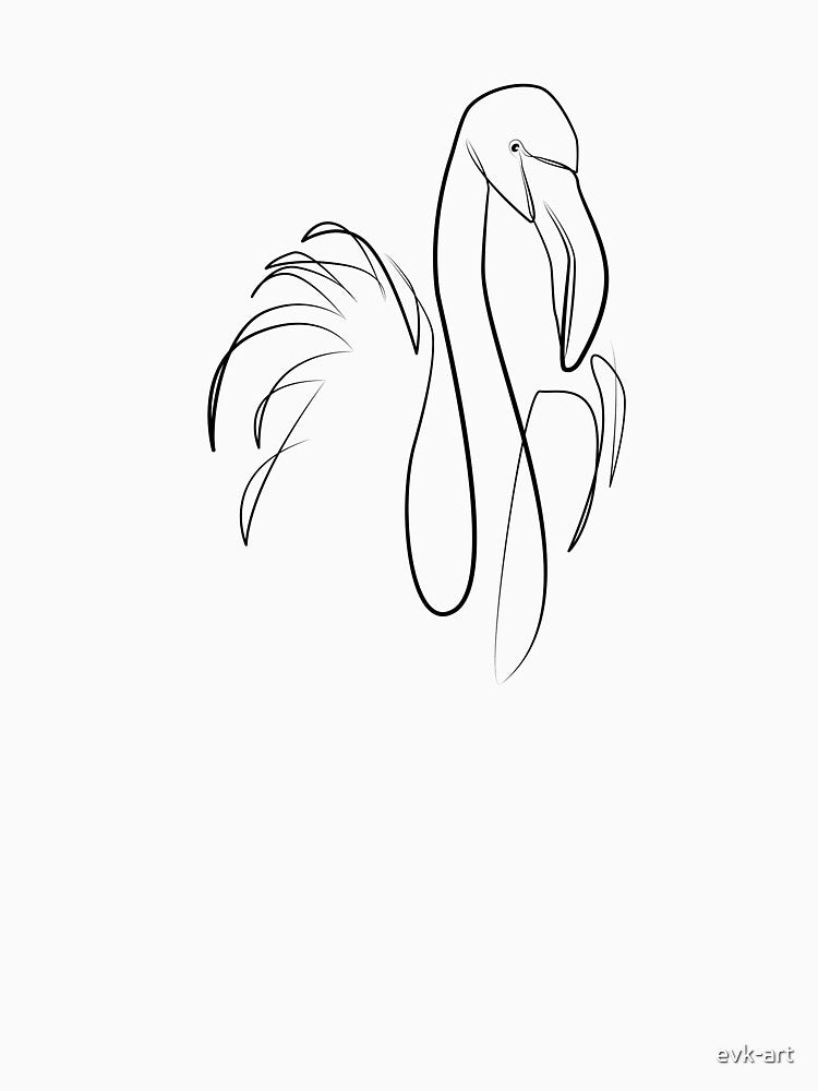 Flamingos one line art. Bird single Line Art by evk-art