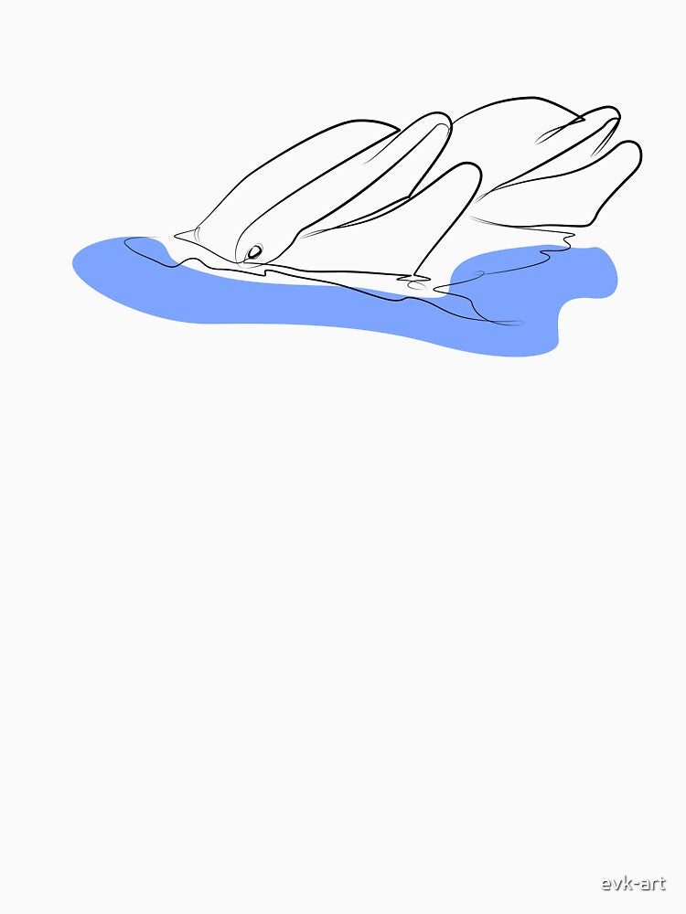 One Line Art of two dolphins by evk-art