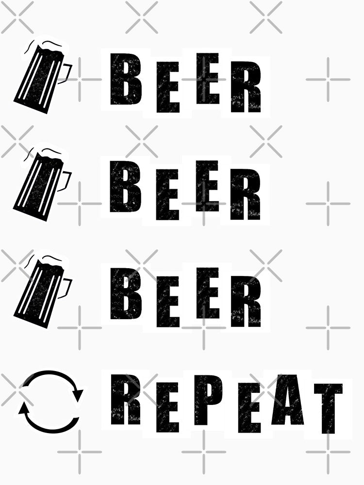 Beer, Beer, Beer, Repeat - Black by BusyMonkeys Unisex , , , Long Sleeve Tee