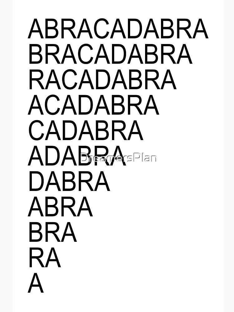 Abracadabra Print - Black and White Typography by DreamersPlan