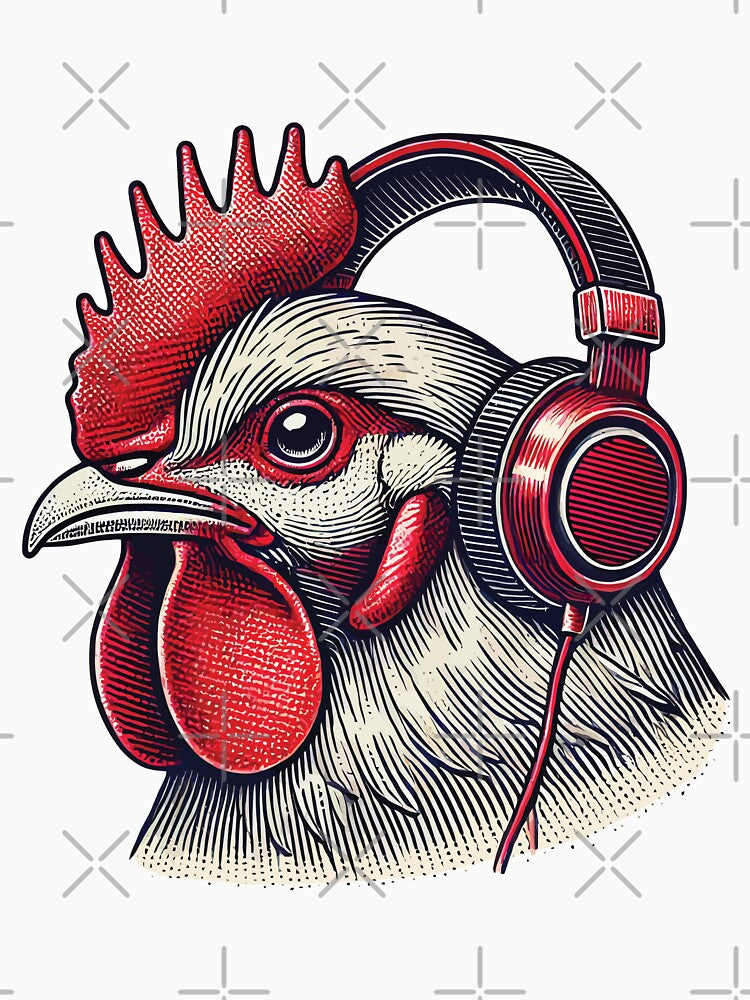 Music Streetwear Outfit Chicken With Headphones by LuminOrb