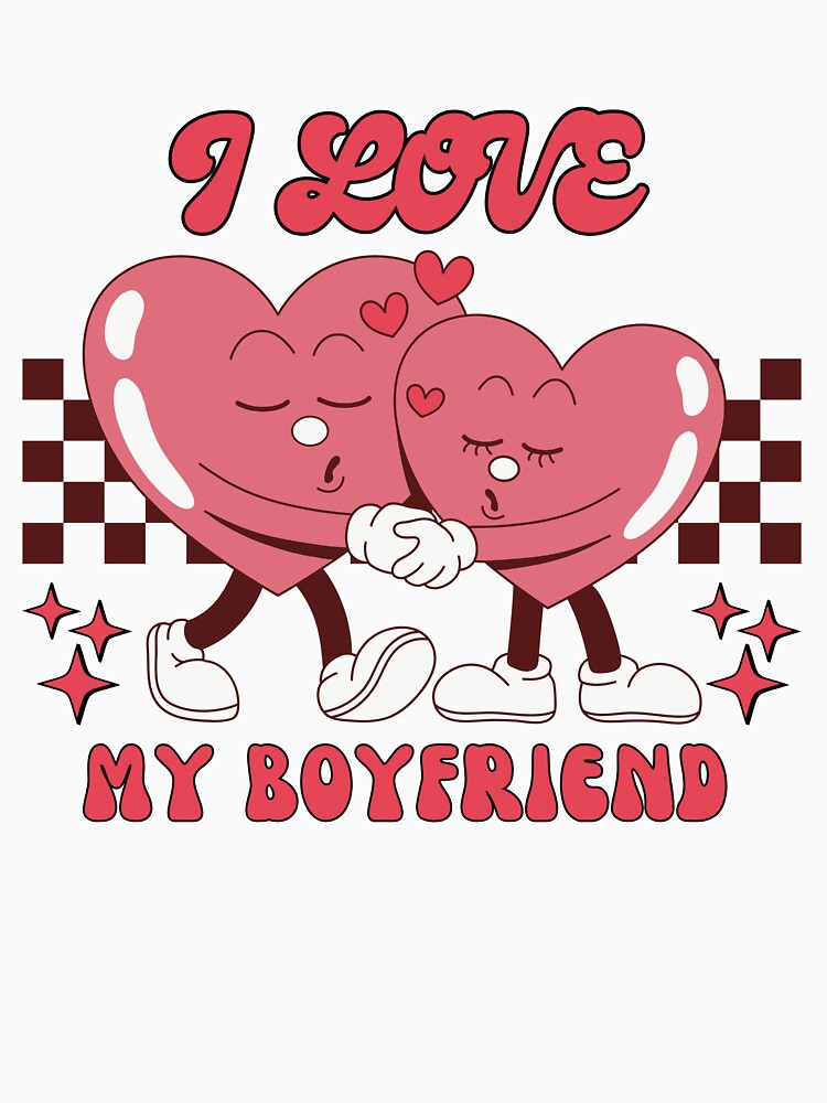 I Love My Boyfriend – Cute Retro Heart Valentine & Anniversary Gift by PrintistryArt