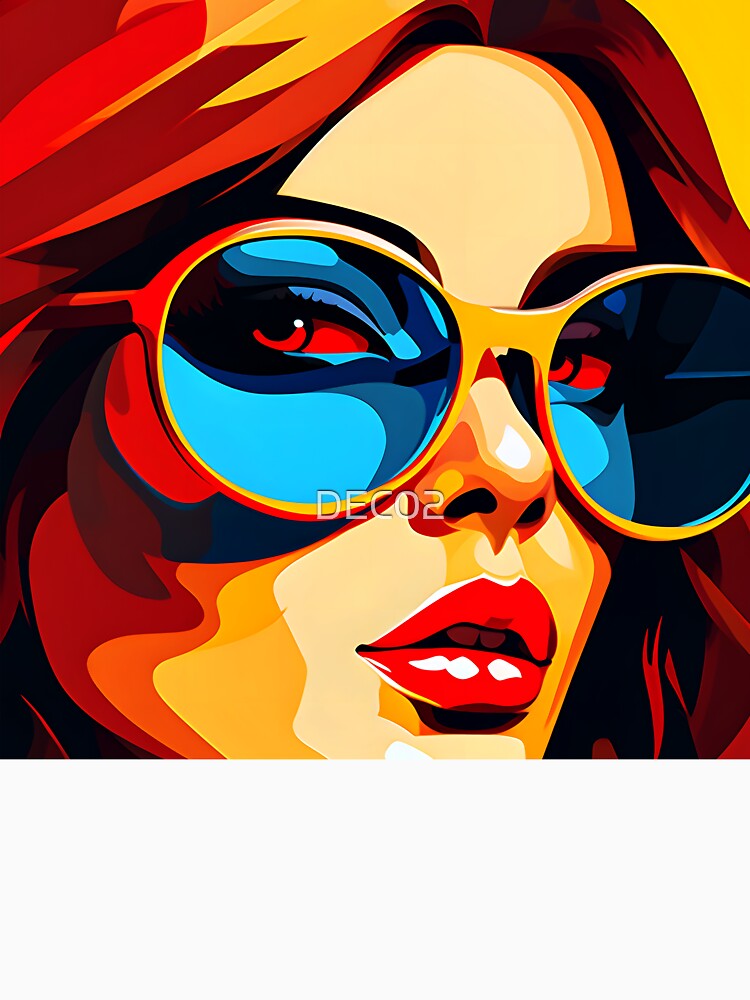 Pop Art Female With Sunglasses Comic Book Art by DEC02 Unisex , , , Long Sleeve Tee