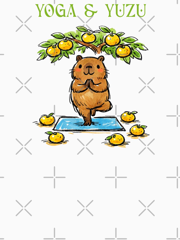 Yoga & Yuzu Cute Capybara – Kawaii Zen Tree Pose Animal Art by FIREDesignsPOD