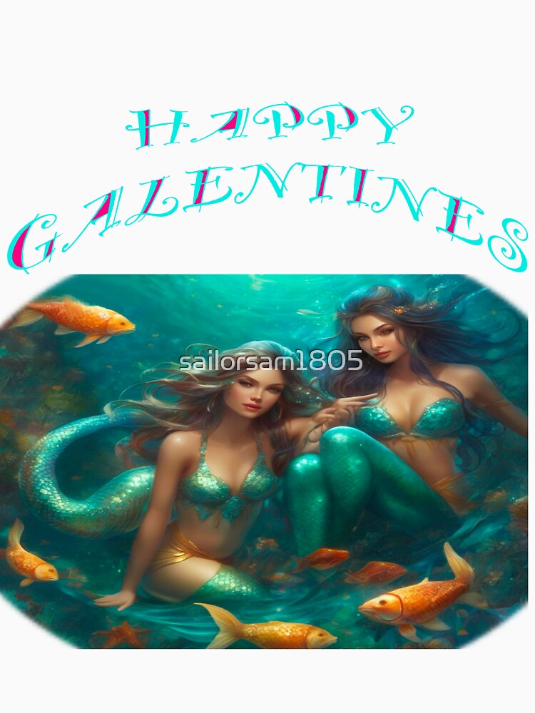 2 siren Mermaids Galentines card, perfect gift idea for Galentines day by sailorsam1805