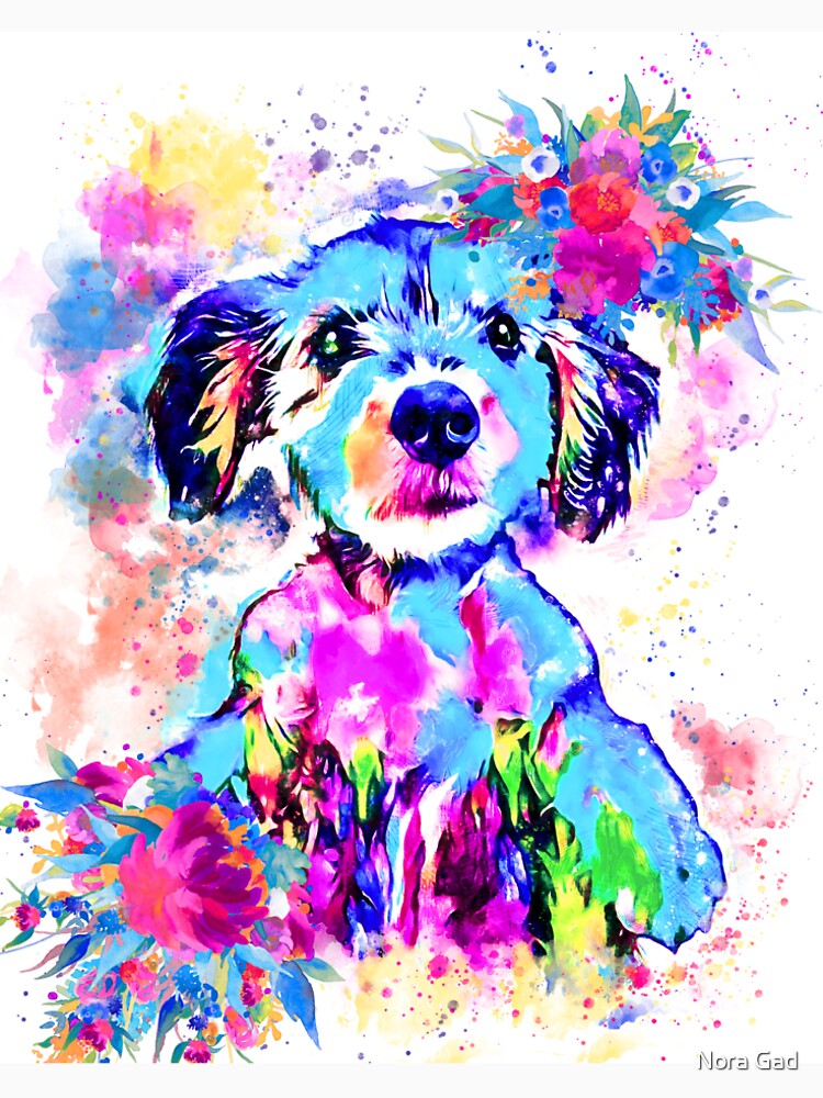Custom dog portrait  Watercolor 6 by Nora Gad
