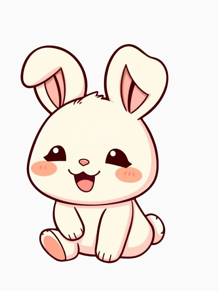 Cute Happy Bunny Kawaii Illustration ? | Chibi Rabbit PNG for Stickers, T-Shirts & Gifts by CozyPops
