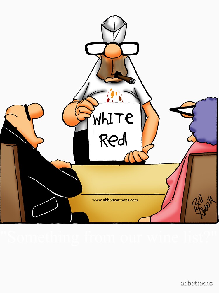 Funny Restaurant Wine Menu Cartoon Humor by abbottoons Unisex , , , Long Sleeve Tee