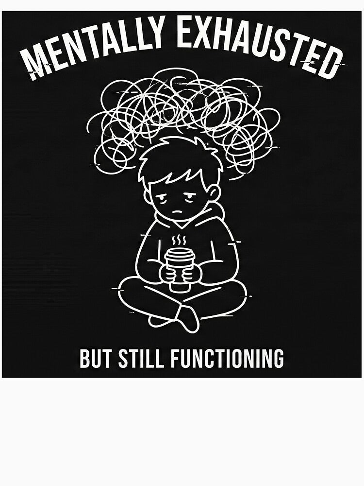 Mentally Exhausted But Still Functioning Dark Humor by apex.vibe Unisex , , , Long Sleeve Tee