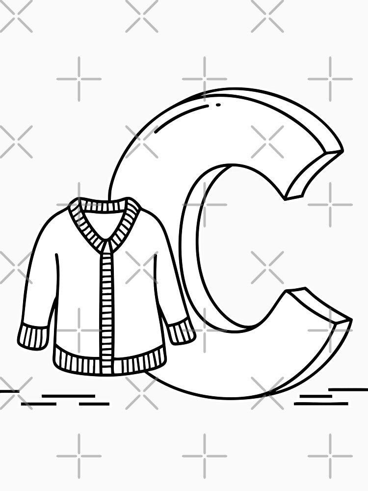 Illustration of a Cardigan Beside Letter C by rasagamastore