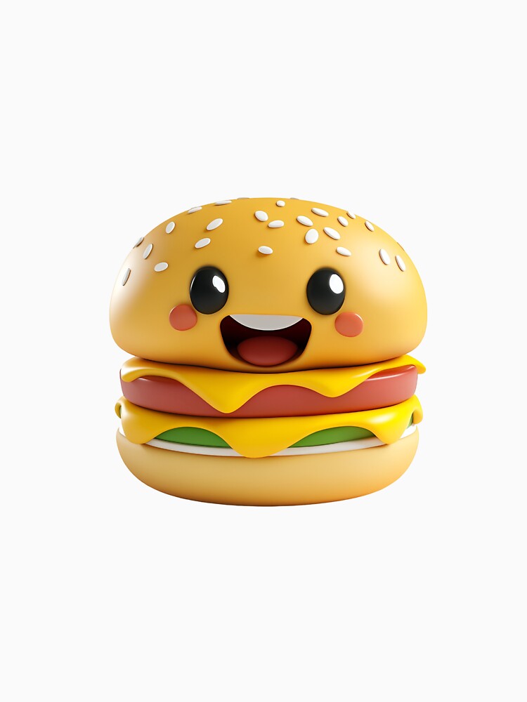 Cartoon Style Cheeseburger Hamburger Sandwich Logo Stickers, Logo, Illustration, Wall arts, Art Prints and More by Kevin Lou