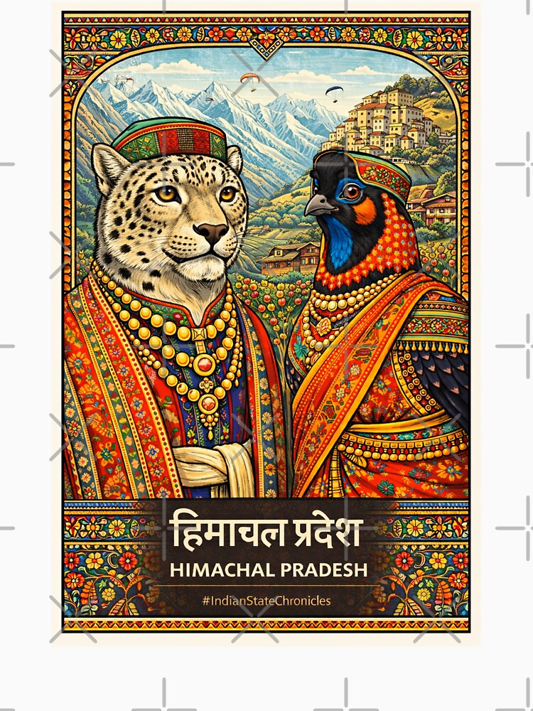 Himachal Pradesh T-Shirt | Heritage Snow Leopard & Western Tragopan Art | IndianStateChronicles by freezed-frames