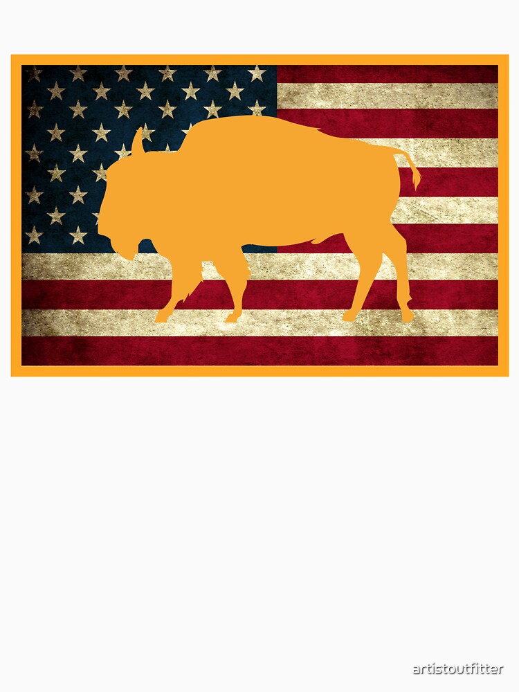 Bison and American Flag by artistoutfitter