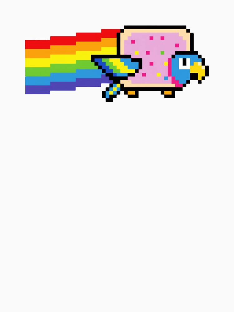 Pixel Rainbow Flying Bird Pixel Art Retro Style by JEFDodsonArt Unisex , , , Long Sleeve Tee