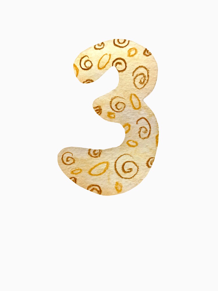 Number three figure beige textured a watercolor by Yana Mustafina | Boho Soulful Designs