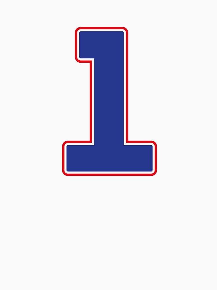 Jersey Number 1 / Player Shirt Number One (Blue with Red Outline) by STUDIO-72