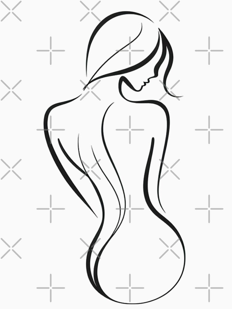 One line woman's back drawing, Abstract minimal female single line art by MusesWhispers
