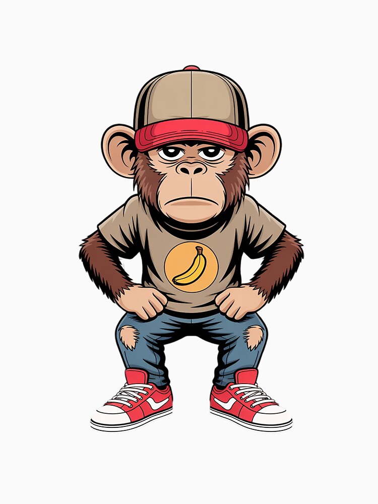 Mens Summer Monkey Print Tops Cartoon Print by HuValverdeArt