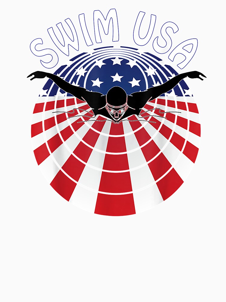 Swim USA Swimming Patriotic American Flag retro by sikkilapa