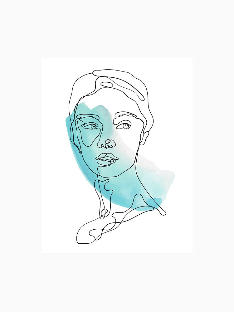 Turquoise Woman Line Art, Watercolor Line Art, Minimalistic Line Art by TodaysDesigns