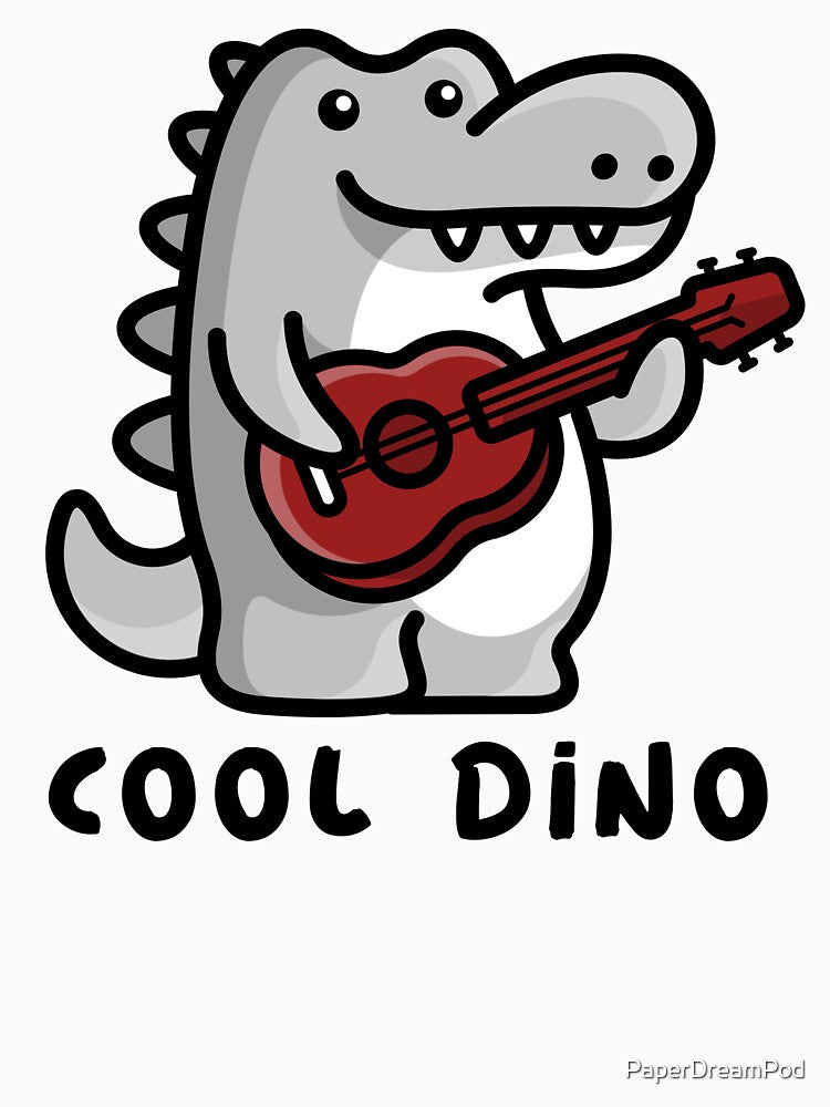 Cool Gray Dino Playing Guitar by PaperDreamPod