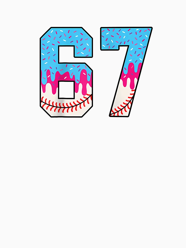 Baseball Drip Number 67 Player Ice Cream Drip 67Th Birthday Raglan Baseball by grumpzara