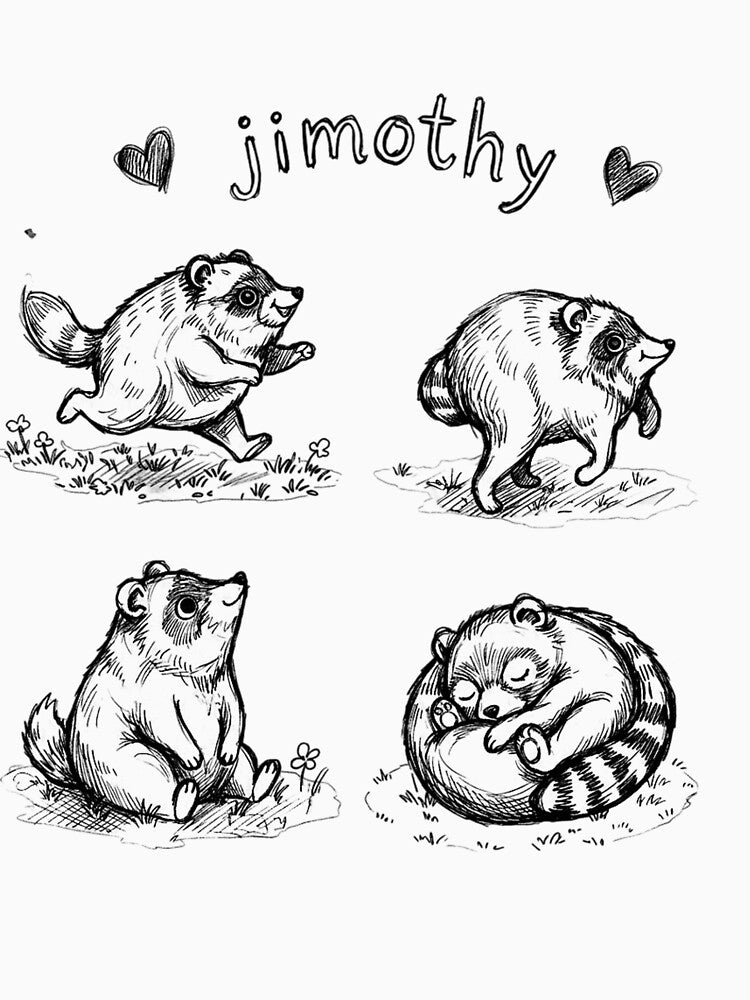 Jimothy Raccoon Hand Drawing by PatrickRobbin