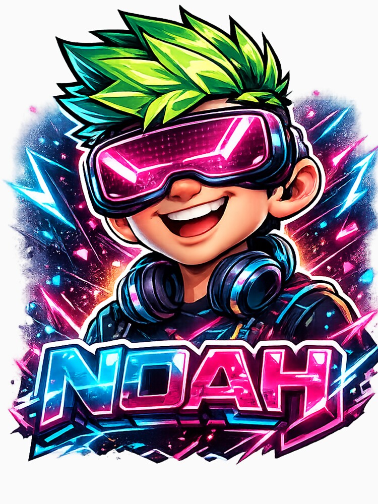 Noah – Futuristic Cartoon Name Mascot Sticker by AlexLineArt
