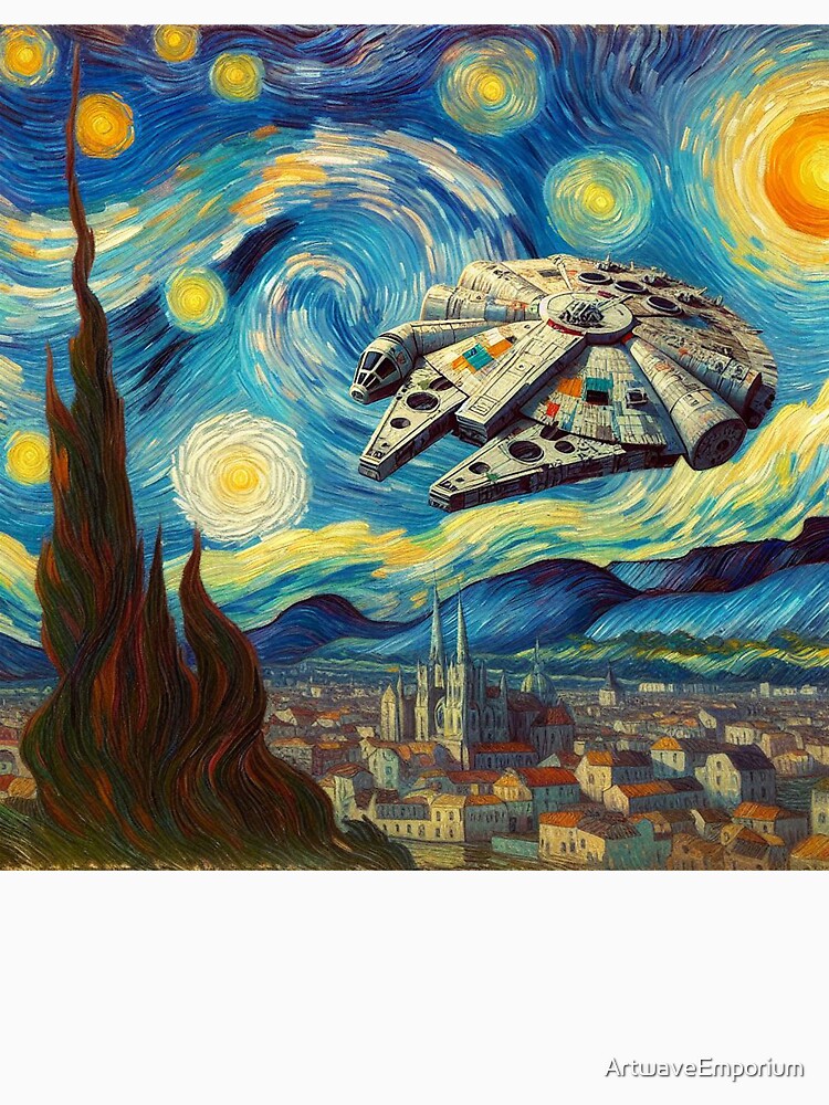 A starship in a galaxy far away, inspired by Van Gogh by ArtwaveEmporium