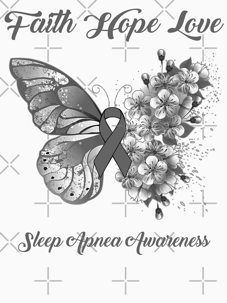 Faith Hope Love Sleep Apnea Awareness Butterfly Ribbon Gifts by Adropine Unisex , , , Long Sleeve Tee