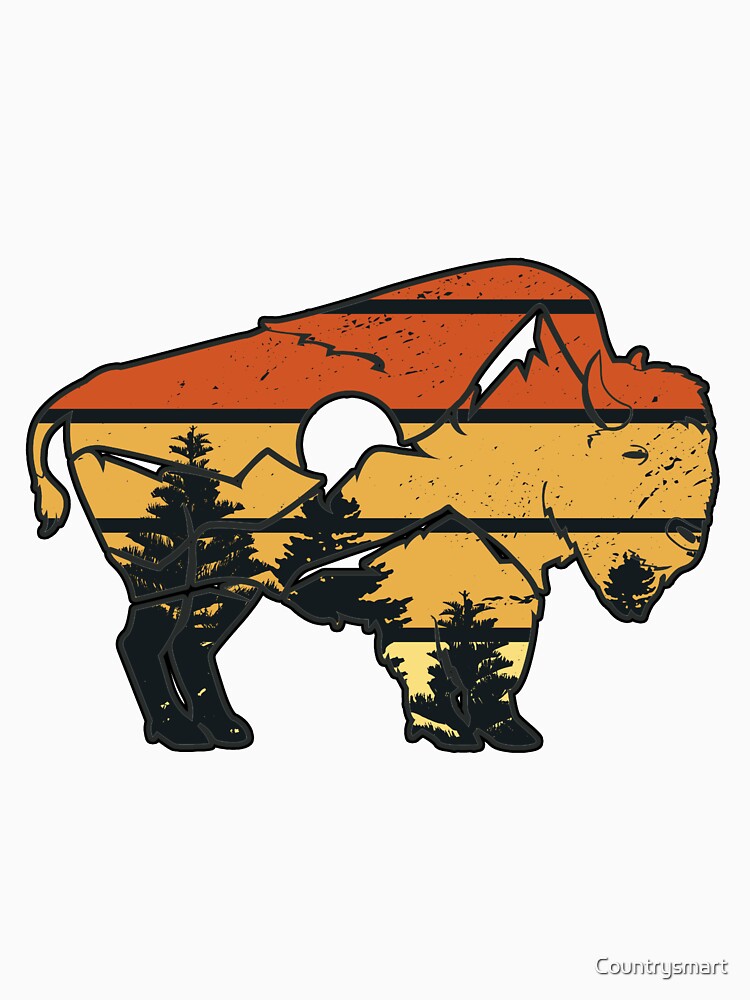 Bison American Buffalo Vintage National Park Souvenir Sunset Gift Idea by Countrysmart