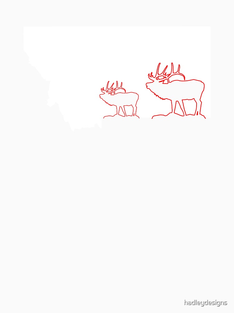 image of Montana state with outline of Elk inside combi by hadleydesigns